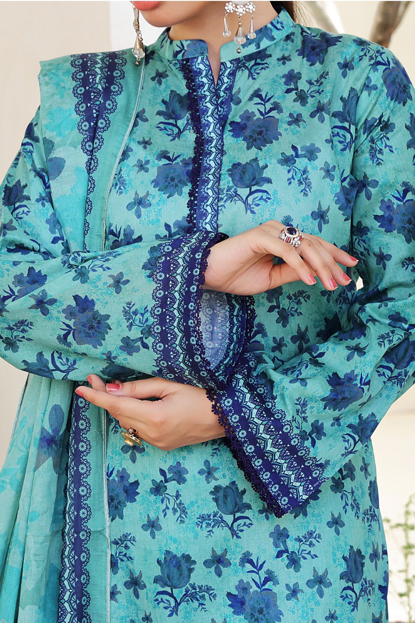 Aizal Stitched 3 Piece Printed Lawn Collection'2025-A-P-653-C GREEN