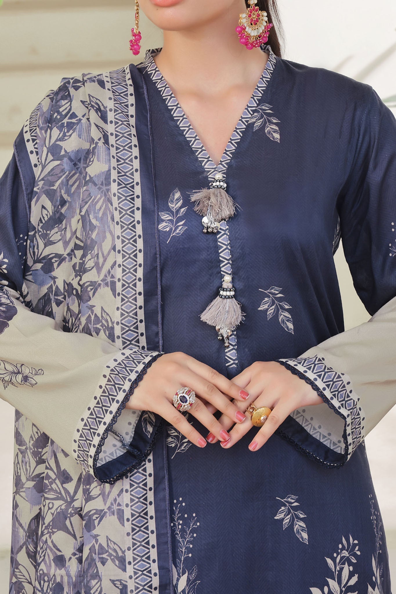 Aizal Stitched 3 Piece Printed Lawn Collection'2025-A-P-656-BLUE