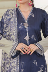 Aizal Stitched 3 Piece Printed Lawn Collection'2025-A-P-656-BLUE