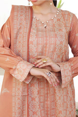 Aizal Stitched 3 Piece Printed Lawn Collection'2025-A-P-658-ORANGE