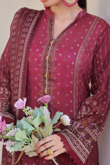 Aizal Stitched 3 Piece Printed Lawn Collection'2025-A-P-661-MAROON