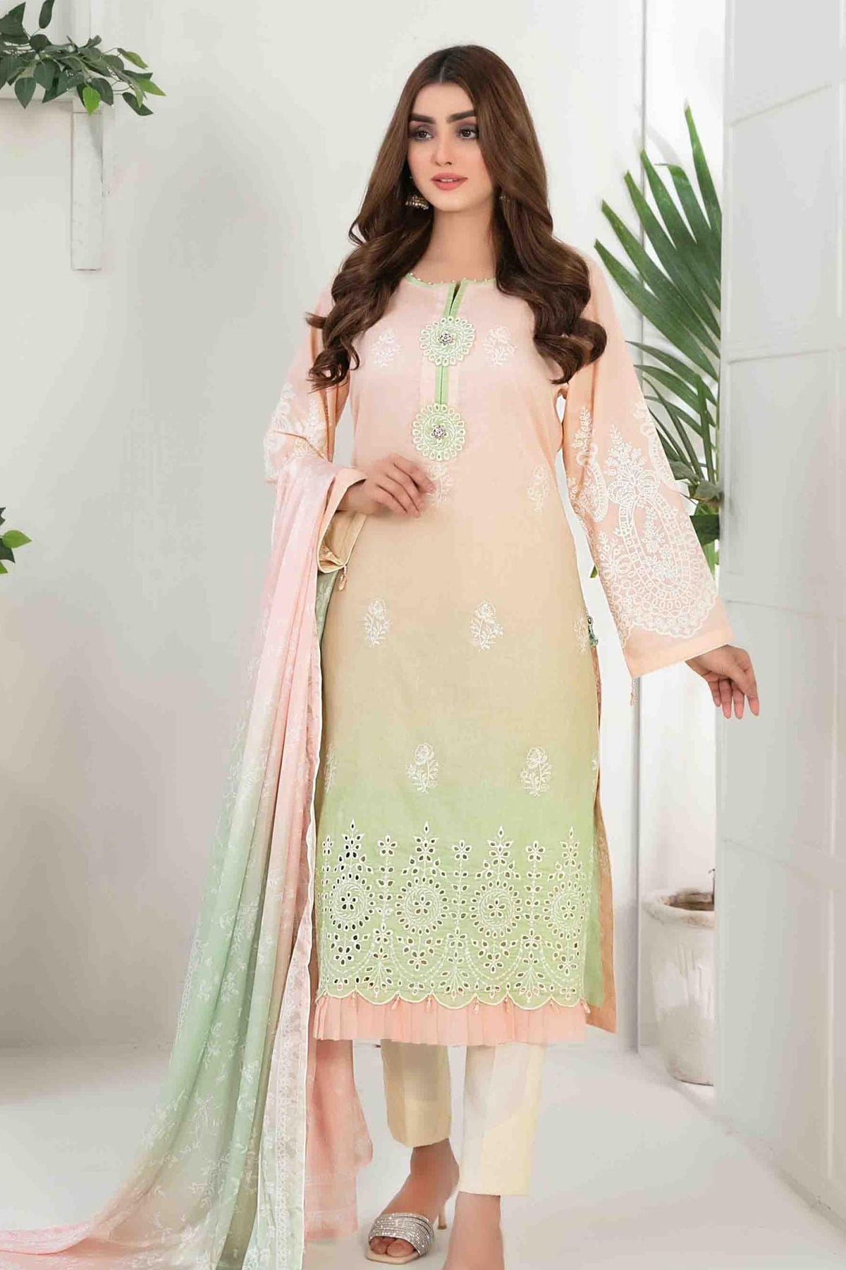 Zarminay by Tawakkal Unstitched 3 Piece Print & Emb Lawn Collection'2023-Z-8673