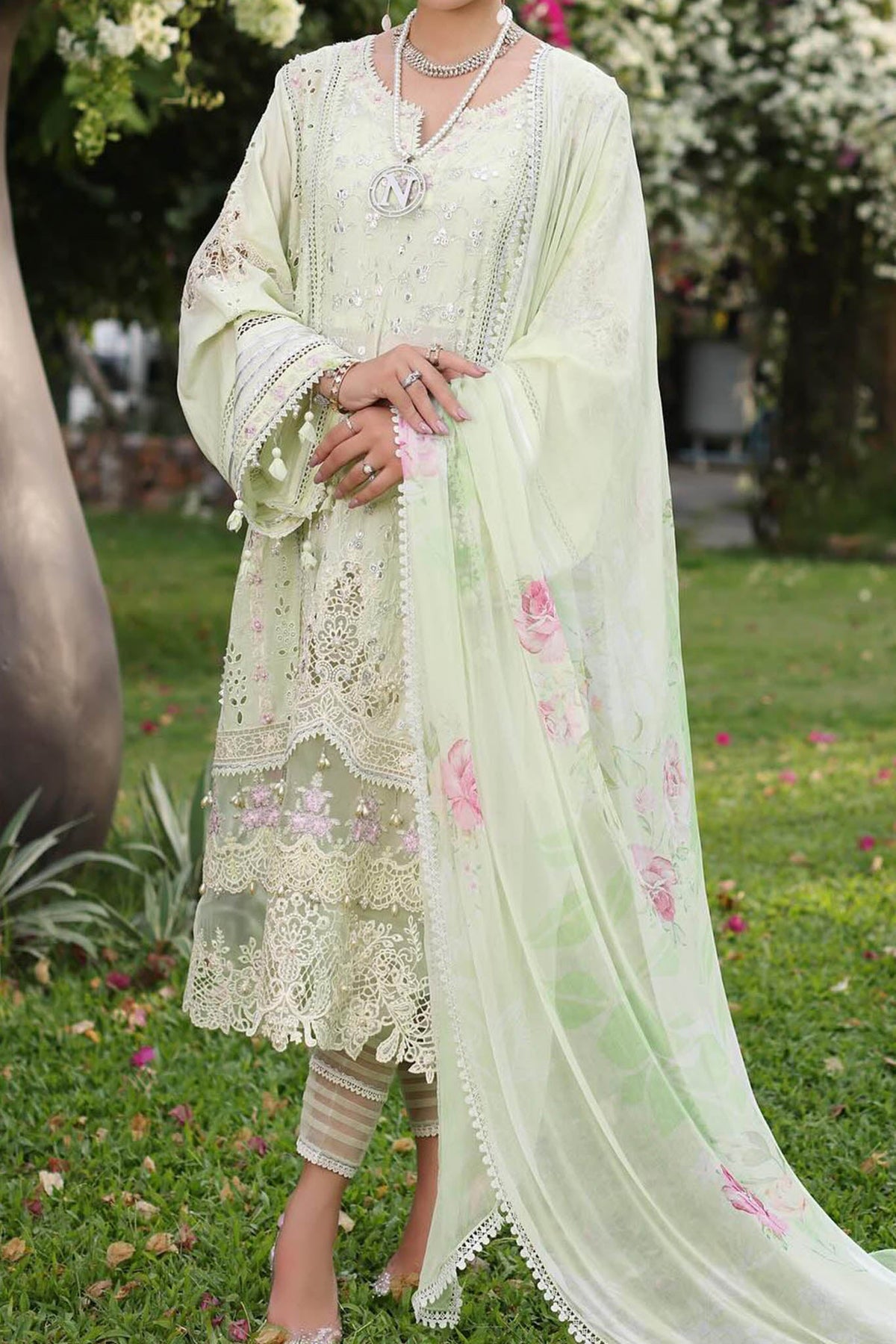 Noor By Saadia Asad Unstitched 3 Piece Luxury Chikankari Lawn'2024-D-11-B