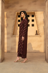 MYAURA Stitched 2 Piece Viscose Collection- Dark Brown