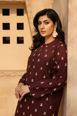 MYAURA Stitched 2 Piece Viscose Collection- Dark Brown