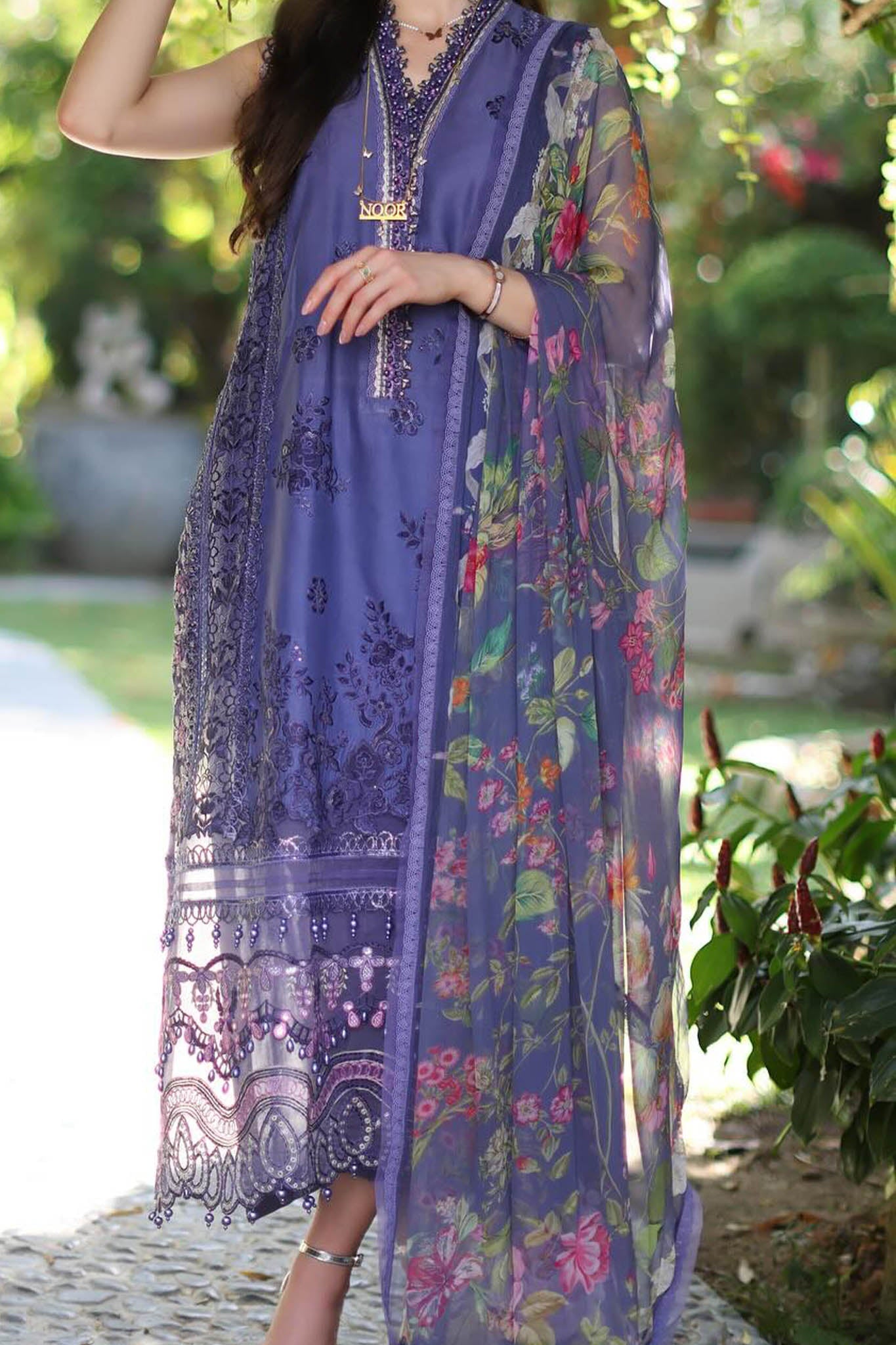 Noor By Saadia Asad Unstitched 3 Piece Luxury Chikankari Lawn'2024-D-08-A