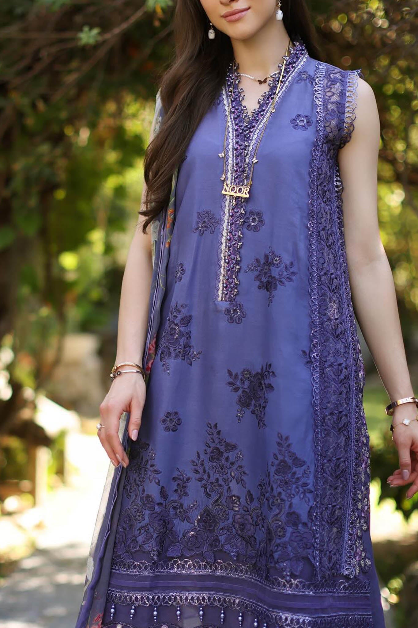Noor By Saadia Asad Unstitched 3 Piece Luxury Chikankari Lawn'2024-D-08-A