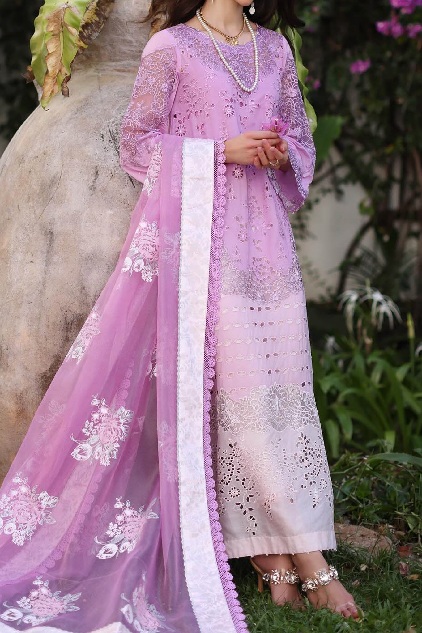 Noor By Saadia Asad Unstitched 3 Piece Luxury Chikankari Lawn'2024-D-09-A
