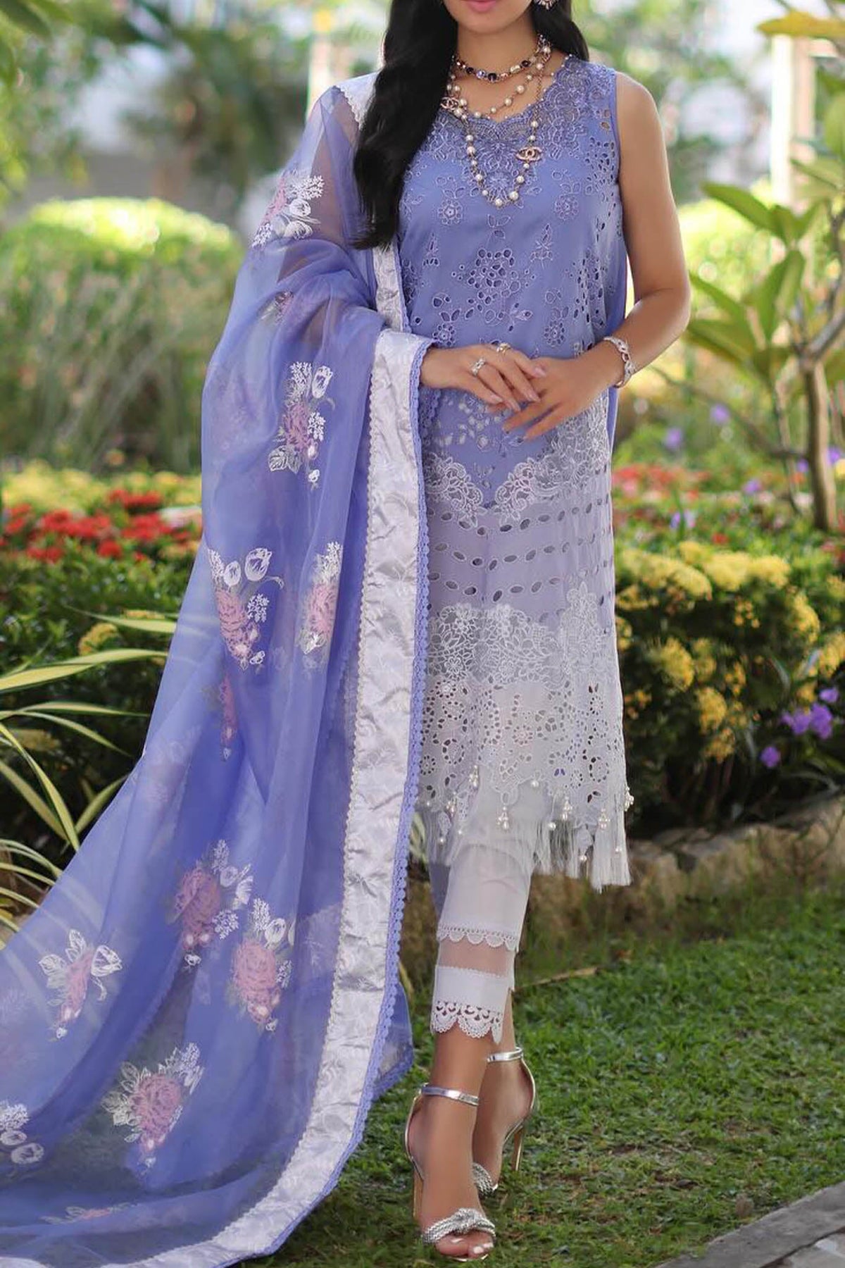 Noor By Saadia Asad Unstitched 3 Piece Luxury Chikankari Lawn'2024-D-09-B