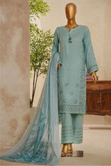 Muse By HZ Stitched 3 Piece Emb Dobby Jacquard Vol-04 Collection'2025-DEJ-3P-025-Sapphire Blue