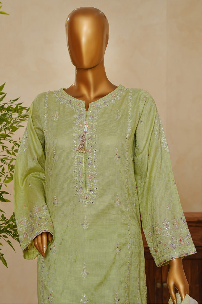 Muse By HZ Stitched 3 Piece Emb Dobby Jacquard Vol-04 Collection'2025-DEJ-3P-026-Sage Green