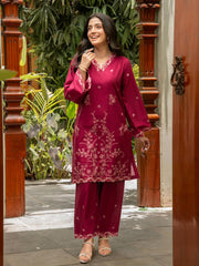 Tng By Md Stitched Collection-Mehek (Maroon)