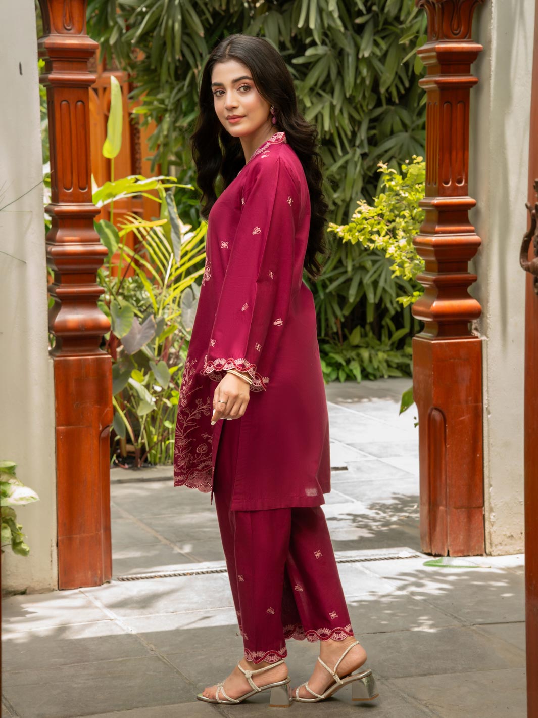 Tng By Md Stitched Collection-Mehek (Maroon)