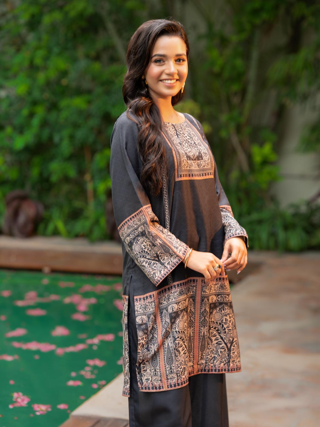 Tng By Md Stitched Collection-Noor E Shab | 2 Piece | Printed | Black