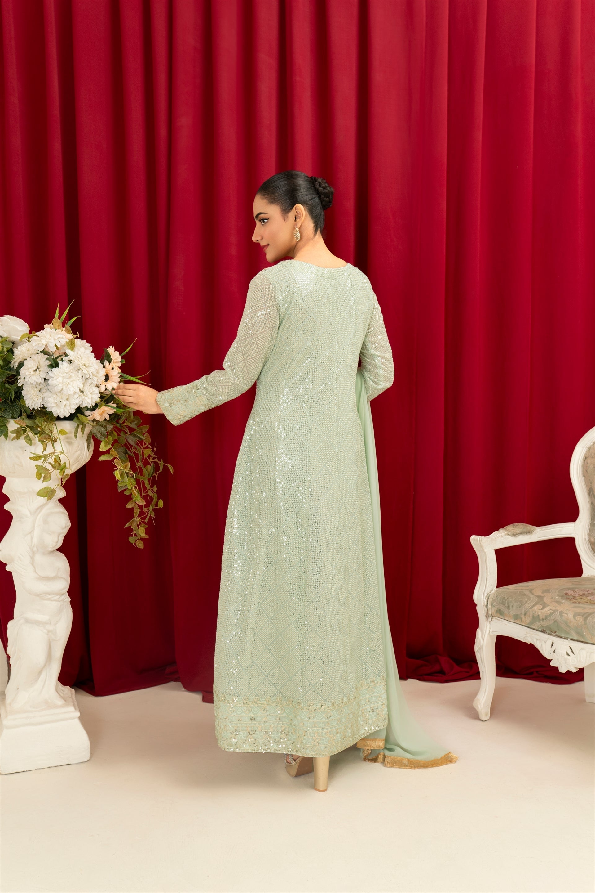 Manahils Stitched Formals K-135-Mint Green