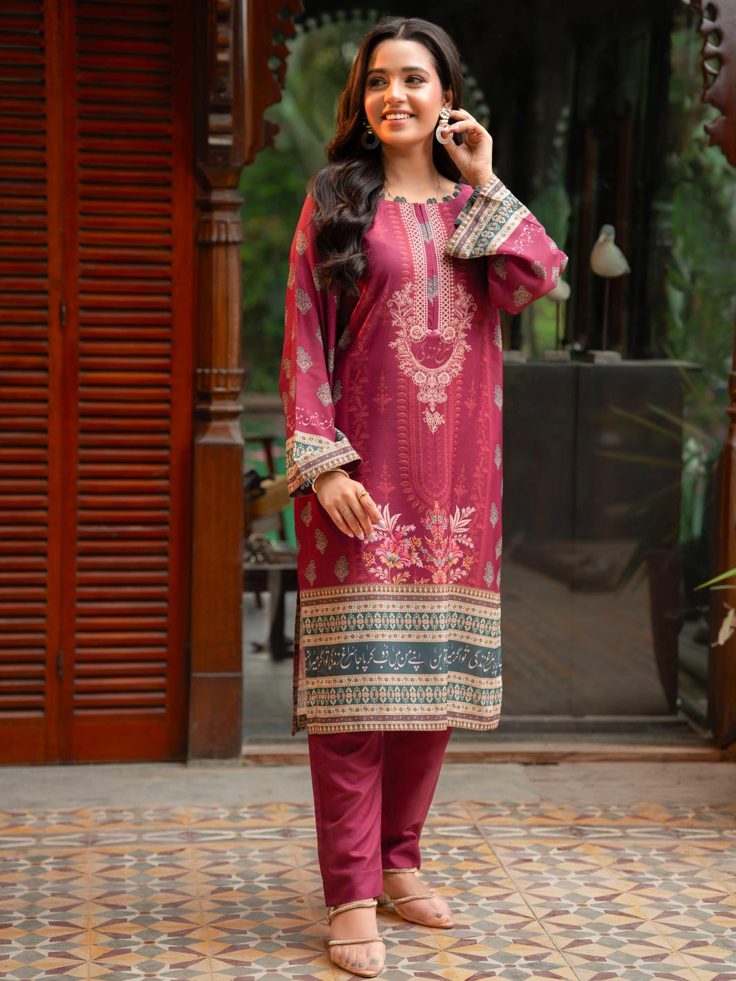 Tng By Md Stitched Collection-Zareen | 2 Piece |Printed | Maroon