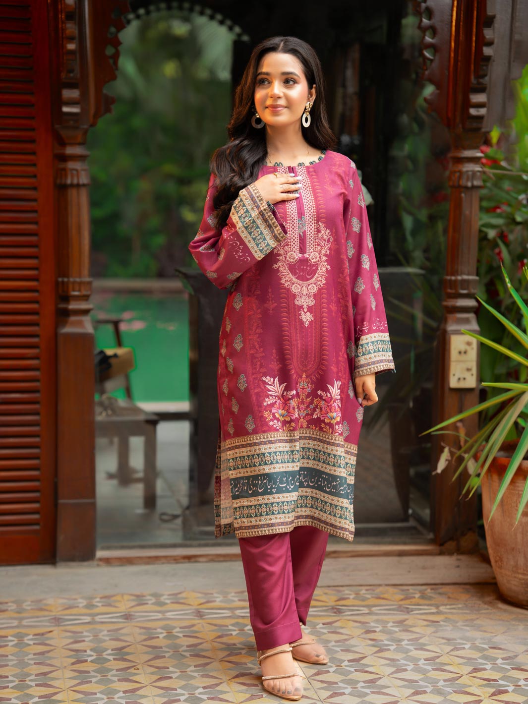 Tng By Md Stitched Collection-Zareen | 2 Piece |Printed | Maroon