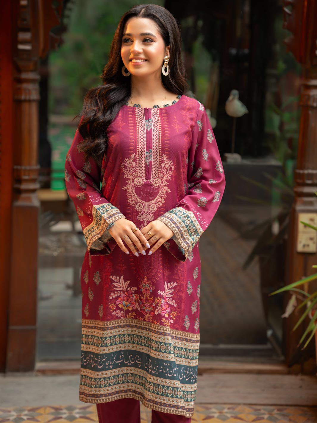 Tng By Md Stitched Collection-Zareen | 2 Piece |Printed | Maroon
