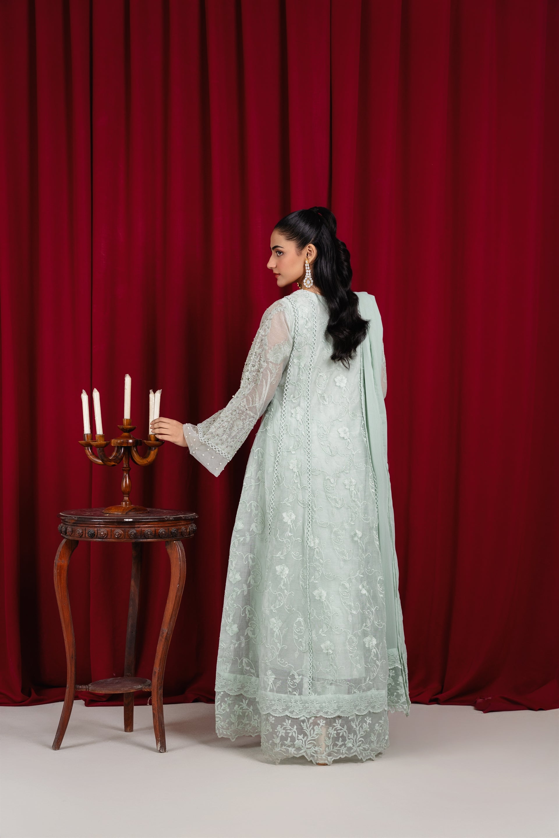 Manahils Stitched Formals K-160-Mint Green