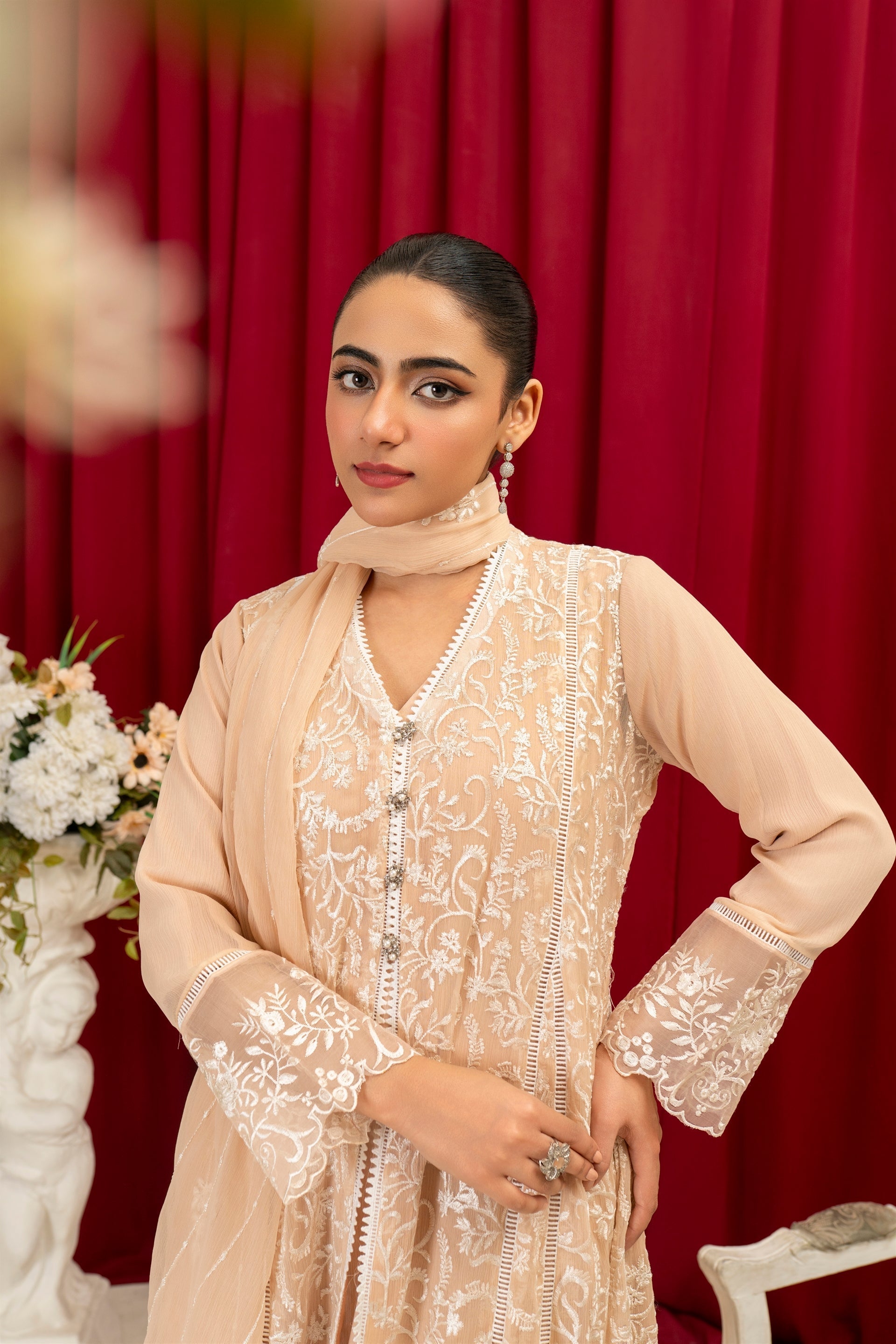 Manahils Stitched Formals K-113-Peach