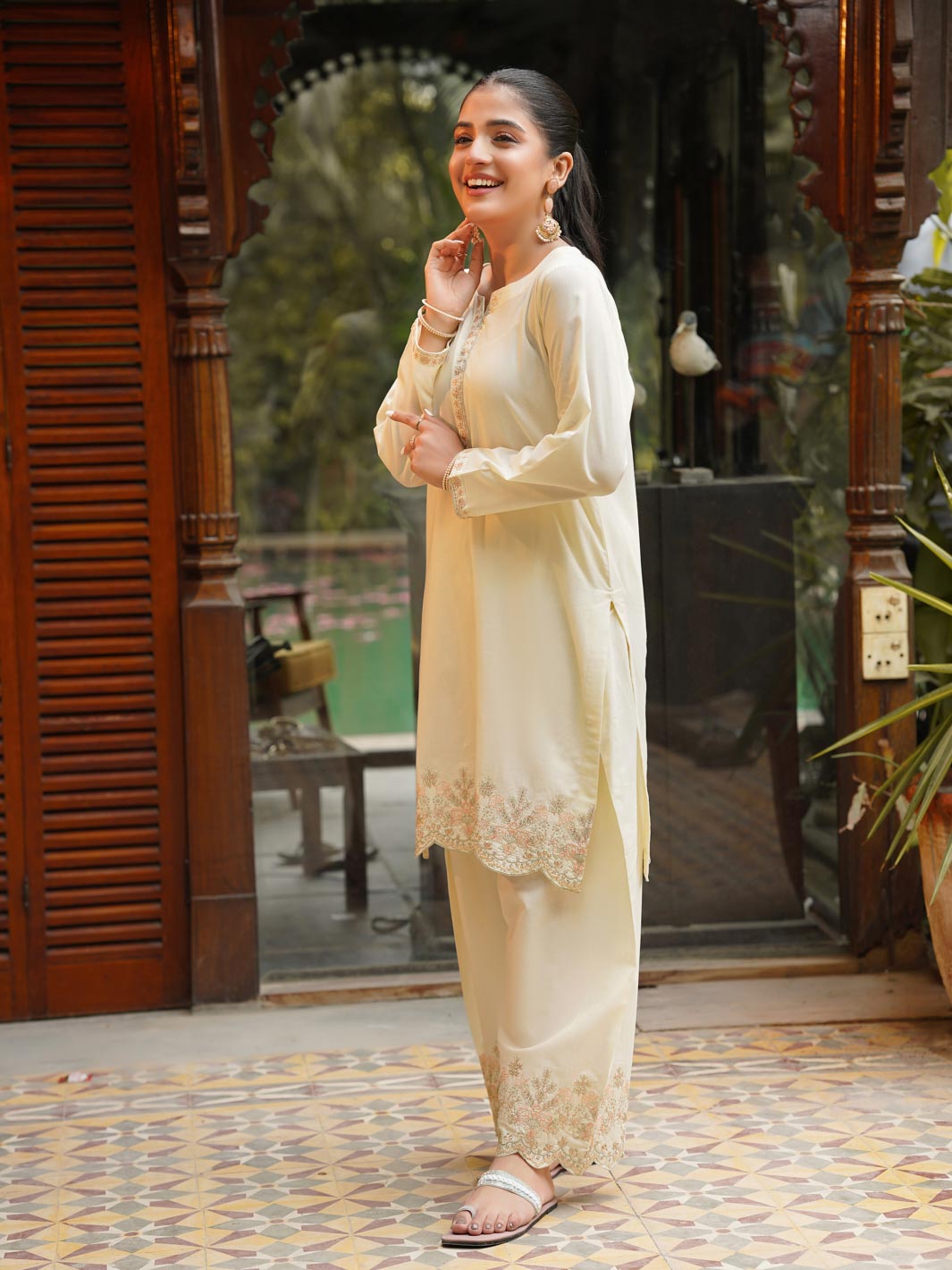 Tng By Md Stitched Collection-Shaffaf (Cream White)