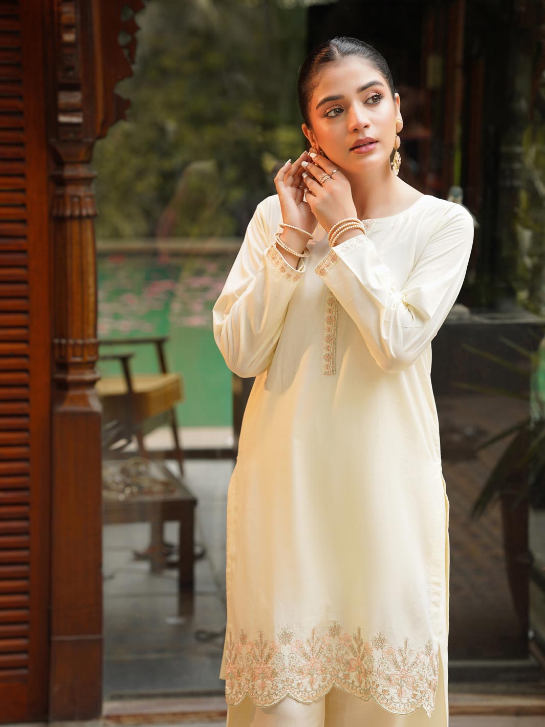 Tng By Md Stitched Collection-Shaffaf (Cream White)