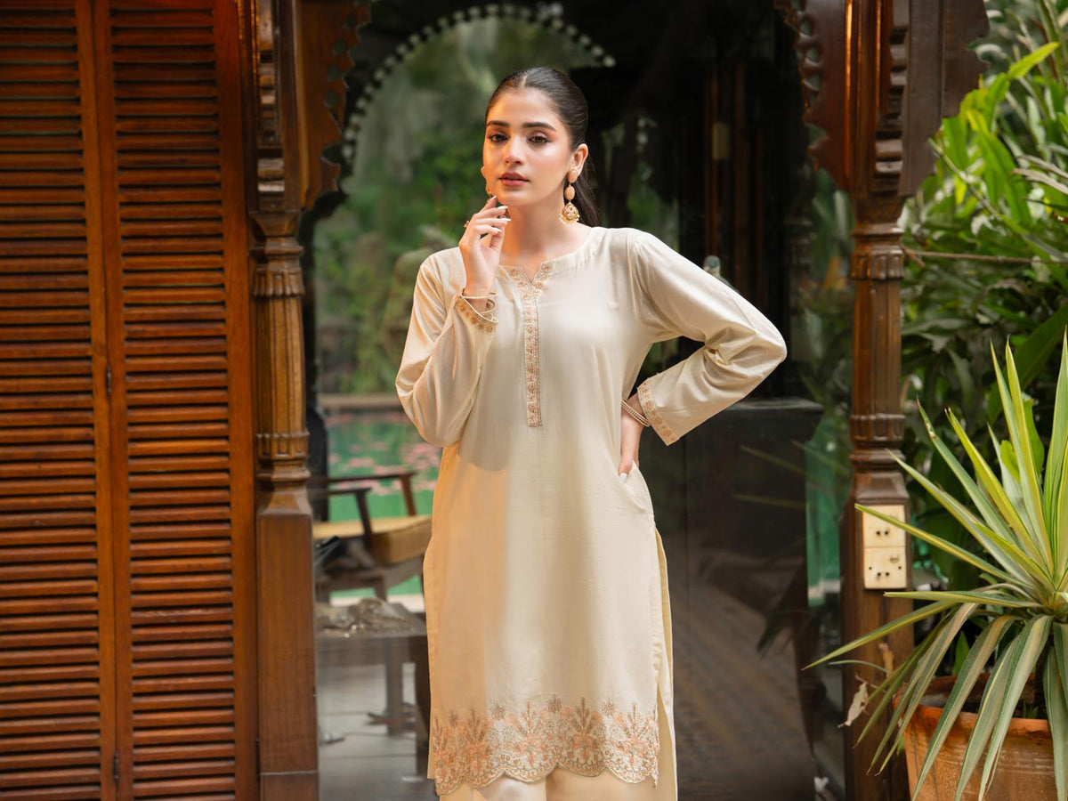 Tng By Md Stitched Collection-Shaffaf (Cream White)