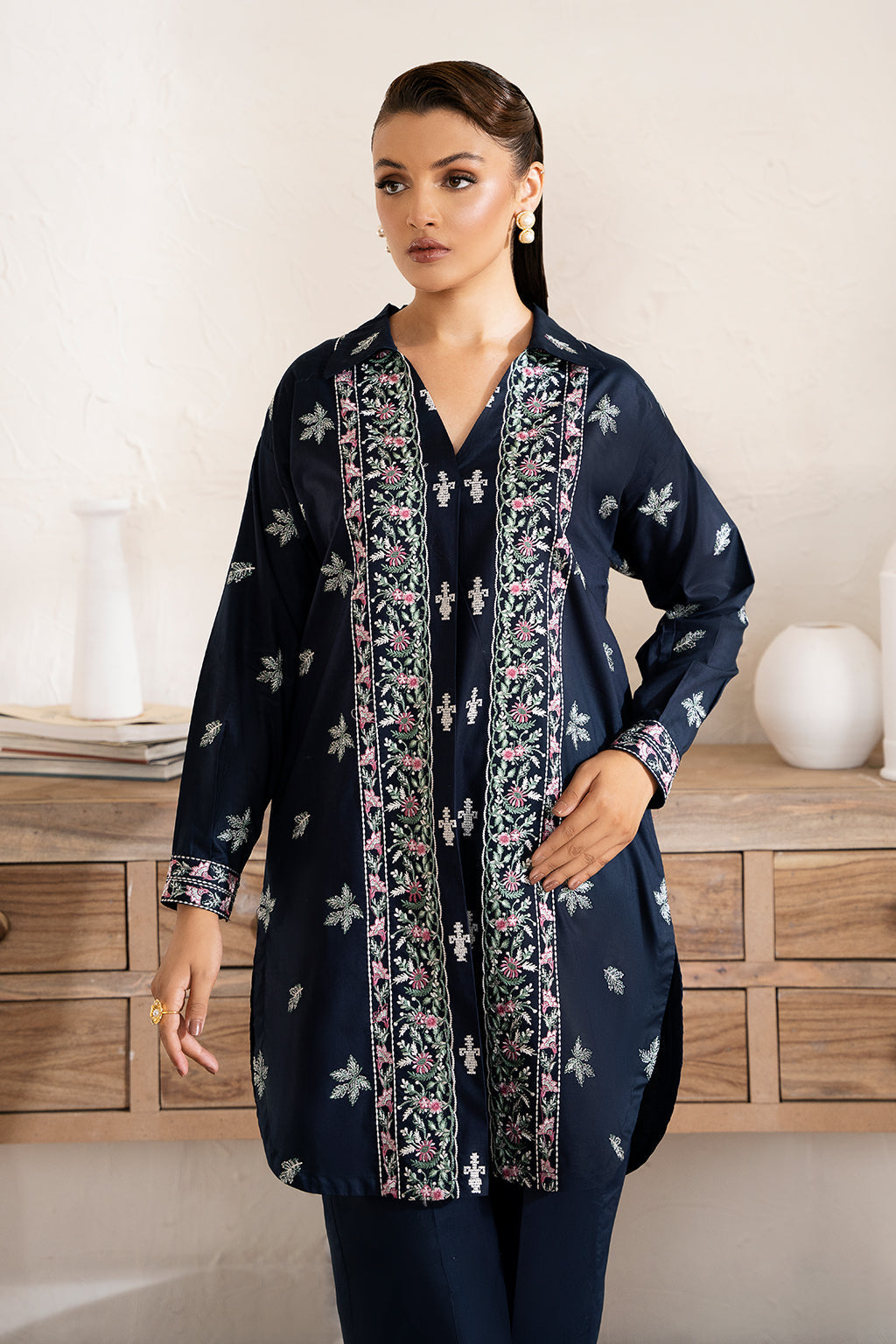 Zarposh Unstitched 2 Piece Emb Cotton Collection-Pearl
