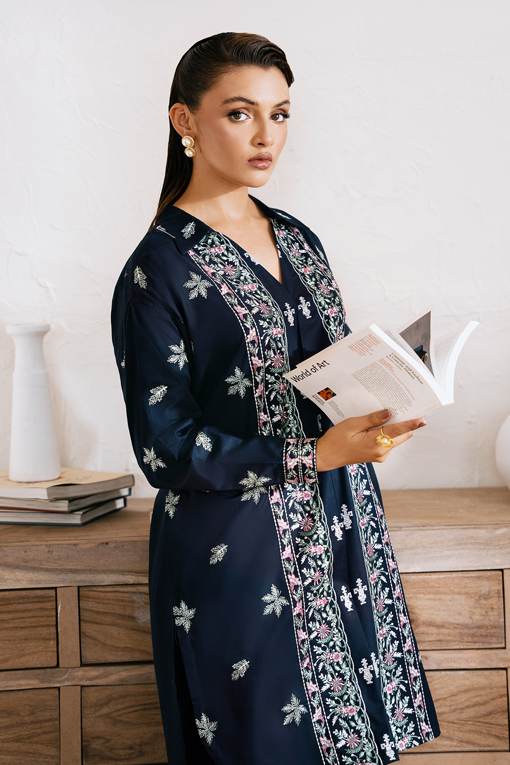 Zarposh Unstitched 2 Piece Emb Cotton Collection-Pearl