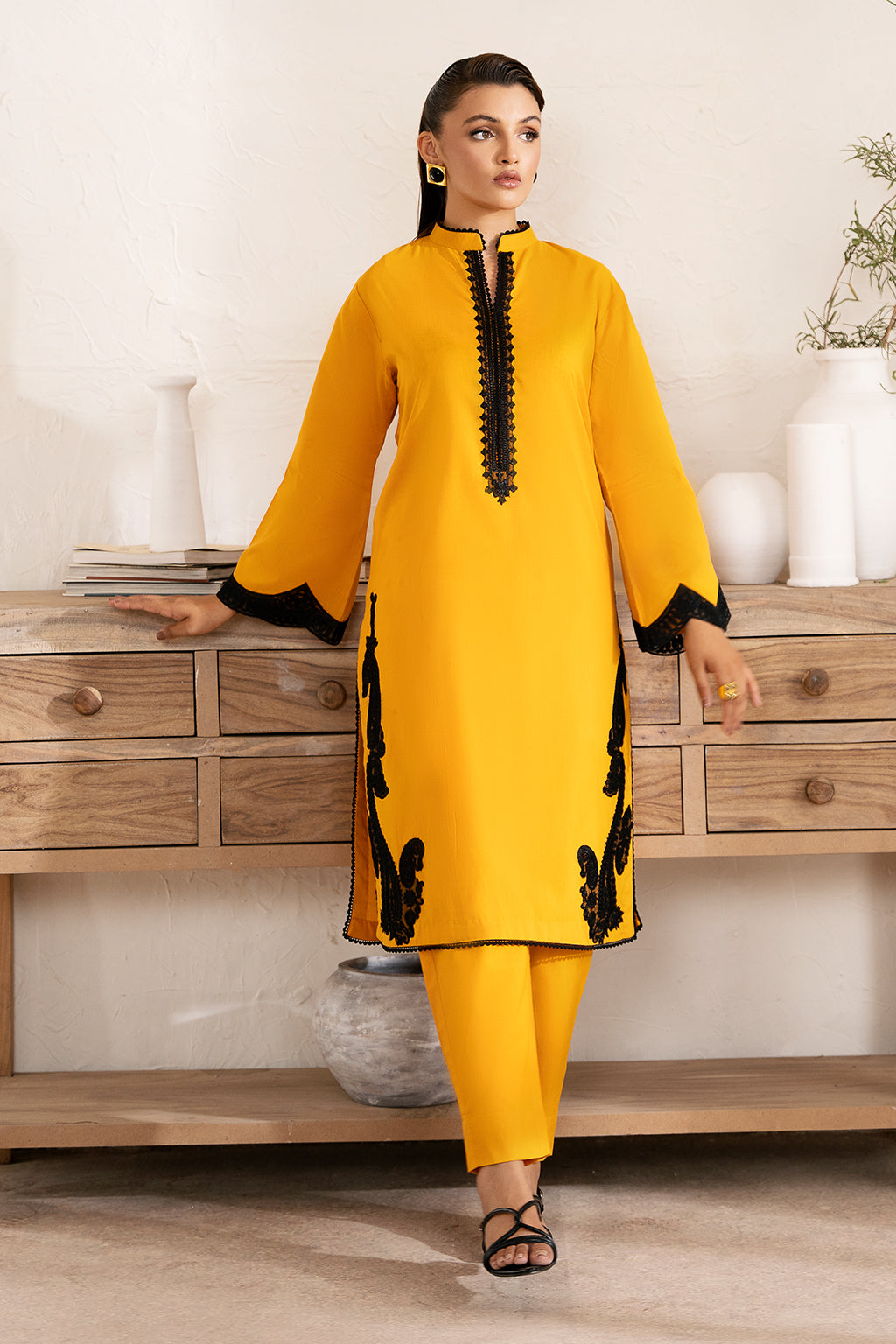 Zarposh Unstitched 2 Piece Emb Cotton Collection-Amber