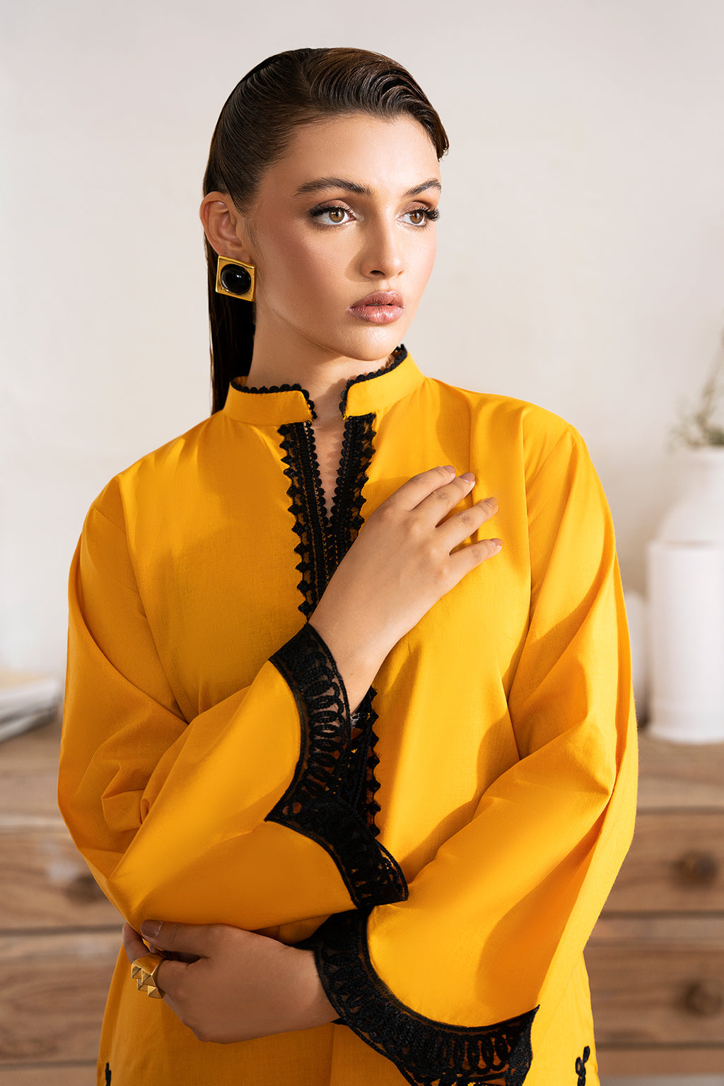 Zarposh Unstitched 2 Piece Emb Cotton Collection-Amber