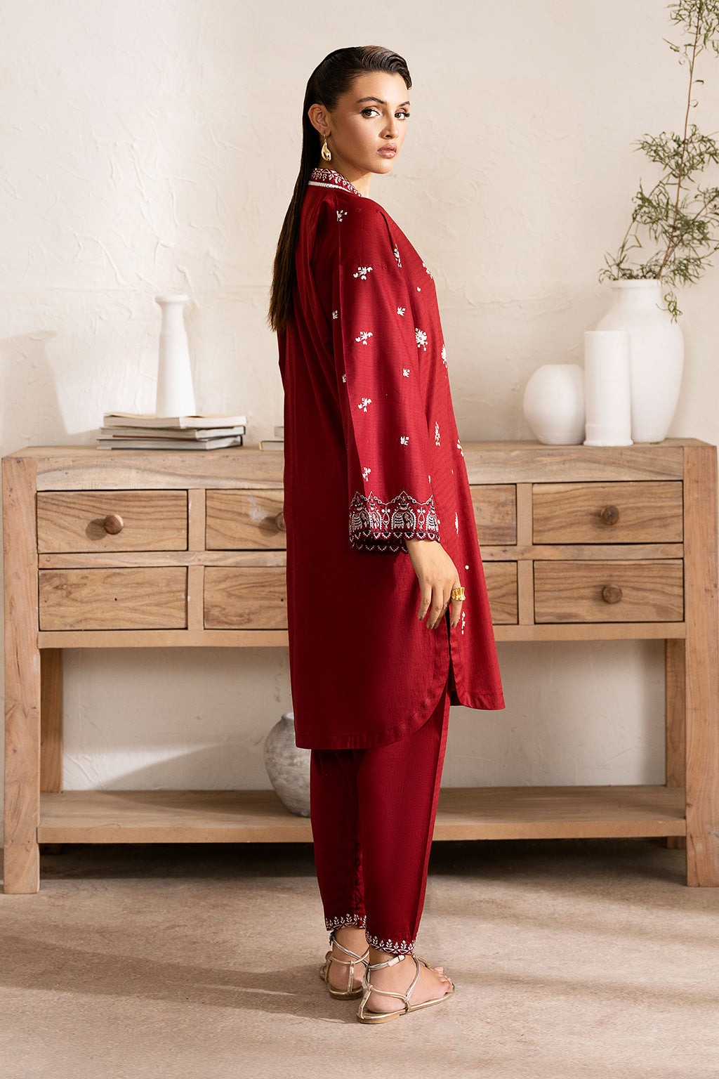 Zarposh Unstitched 2 Piece Emb Cotton Collection-Jasper