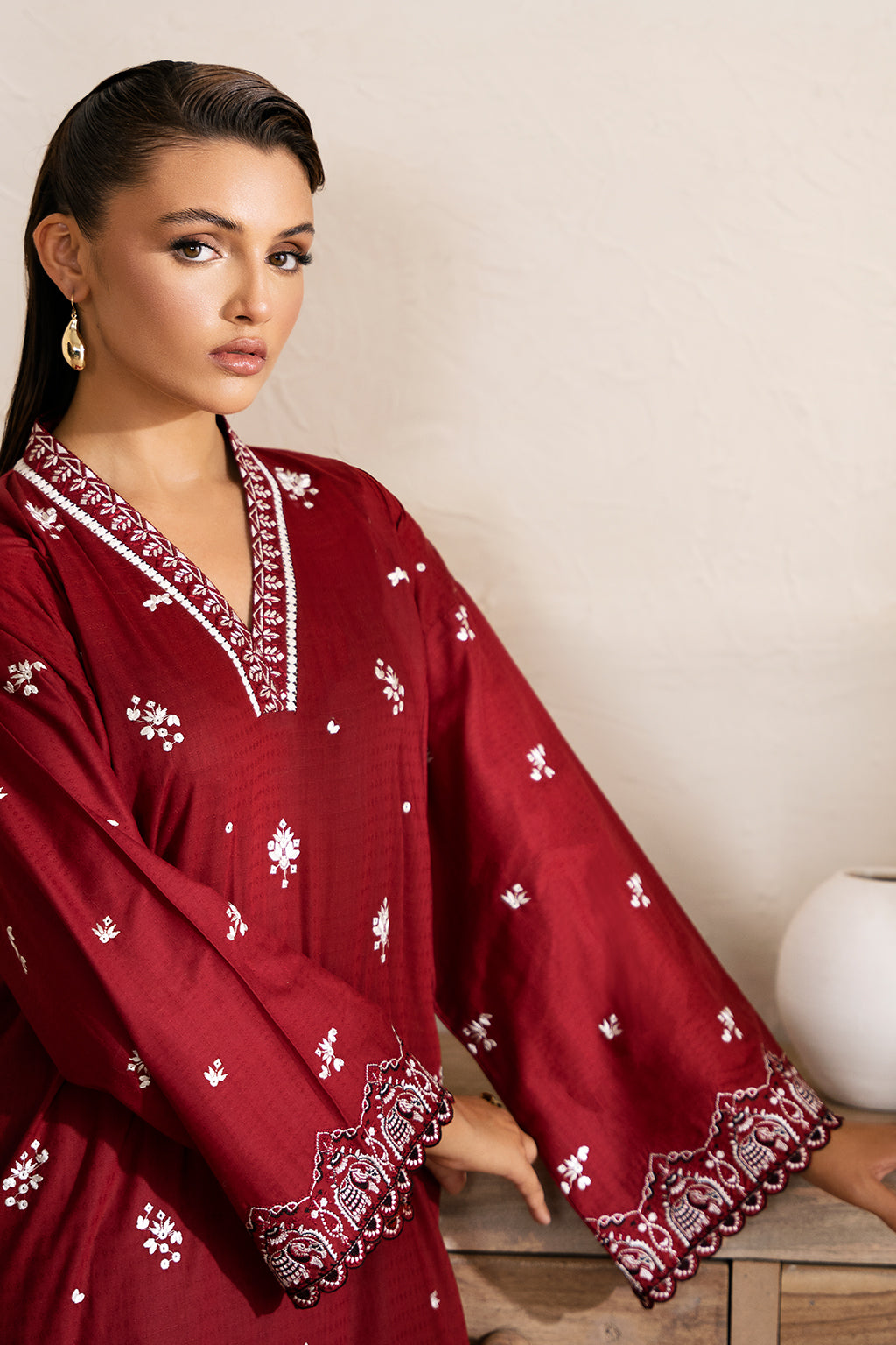 Zarposh Unstitched 2 Piece Emb Cotton Collection-Jasper