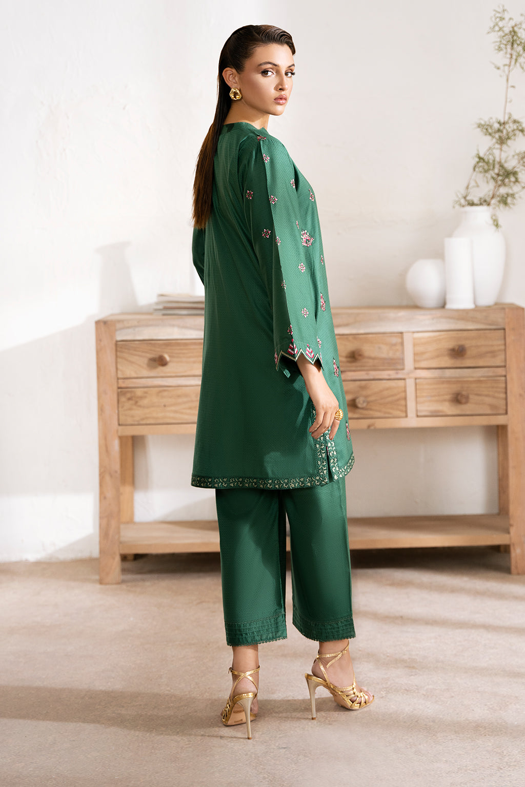 Zarposh Unstitched 2 Piece Emb Cotton Collection-Jade
