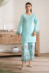 Zarposh Unstitched 2 Piece Emb Cotton Collection-Aqua