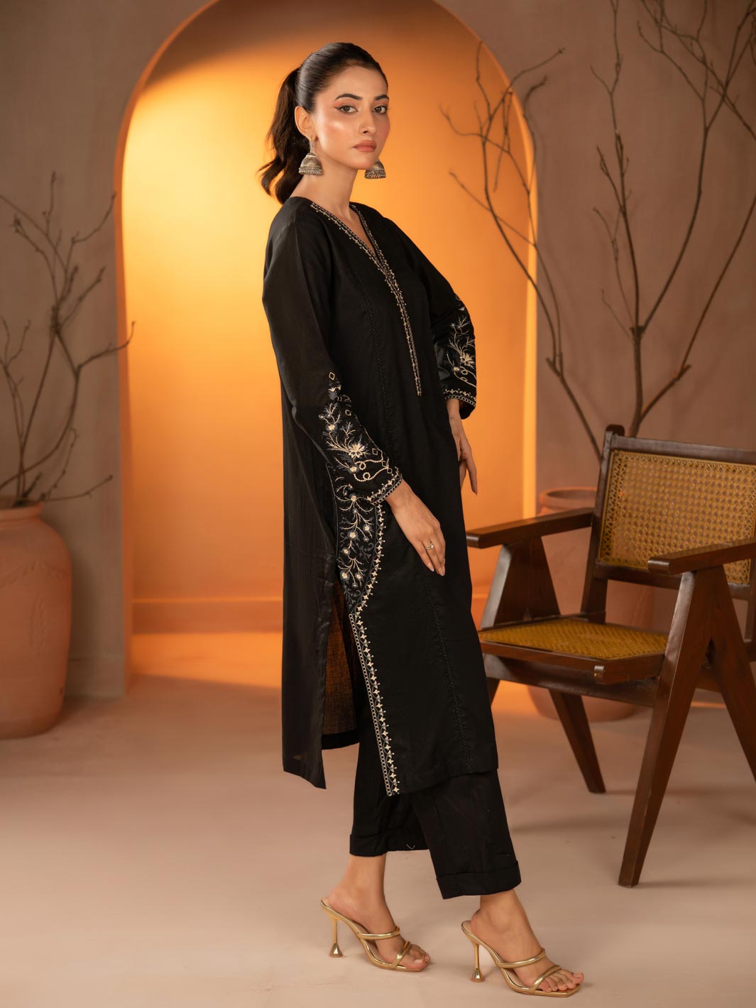 Tng By Md Stitched Collection-Crimson | Black