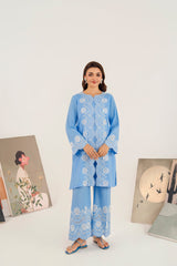Zoya Zafar Stitched 2 Piece Cotton Collection'2025-Blue Adornment