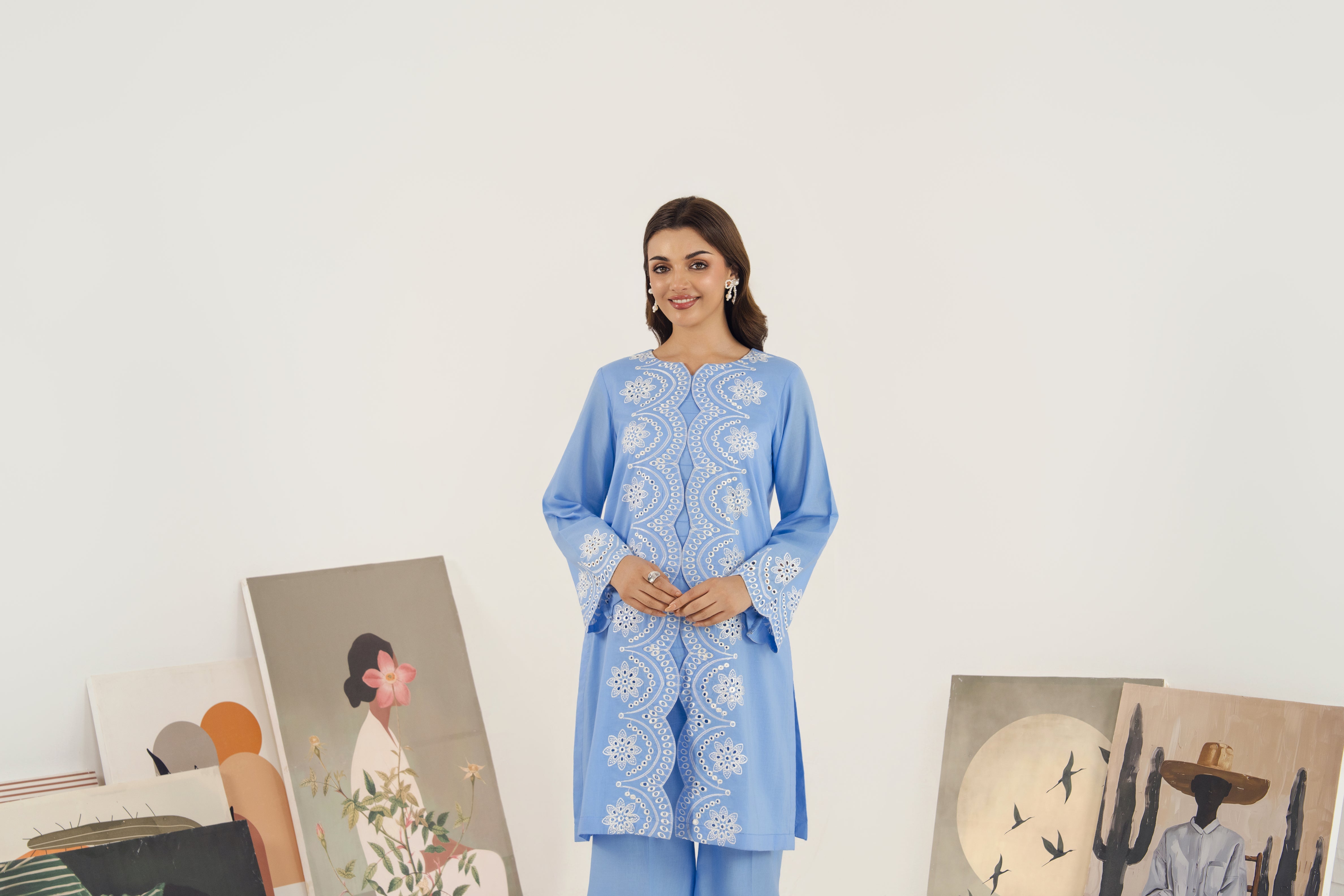 Zoya Zafar Stitched 2 Piece Cotton Collection'2025-Blue Adornment