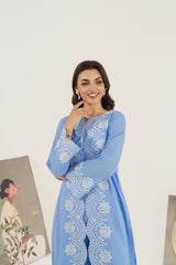Zoya Zafar Stitched 2 Piece Cotton Collection'2025-Blue Adornment