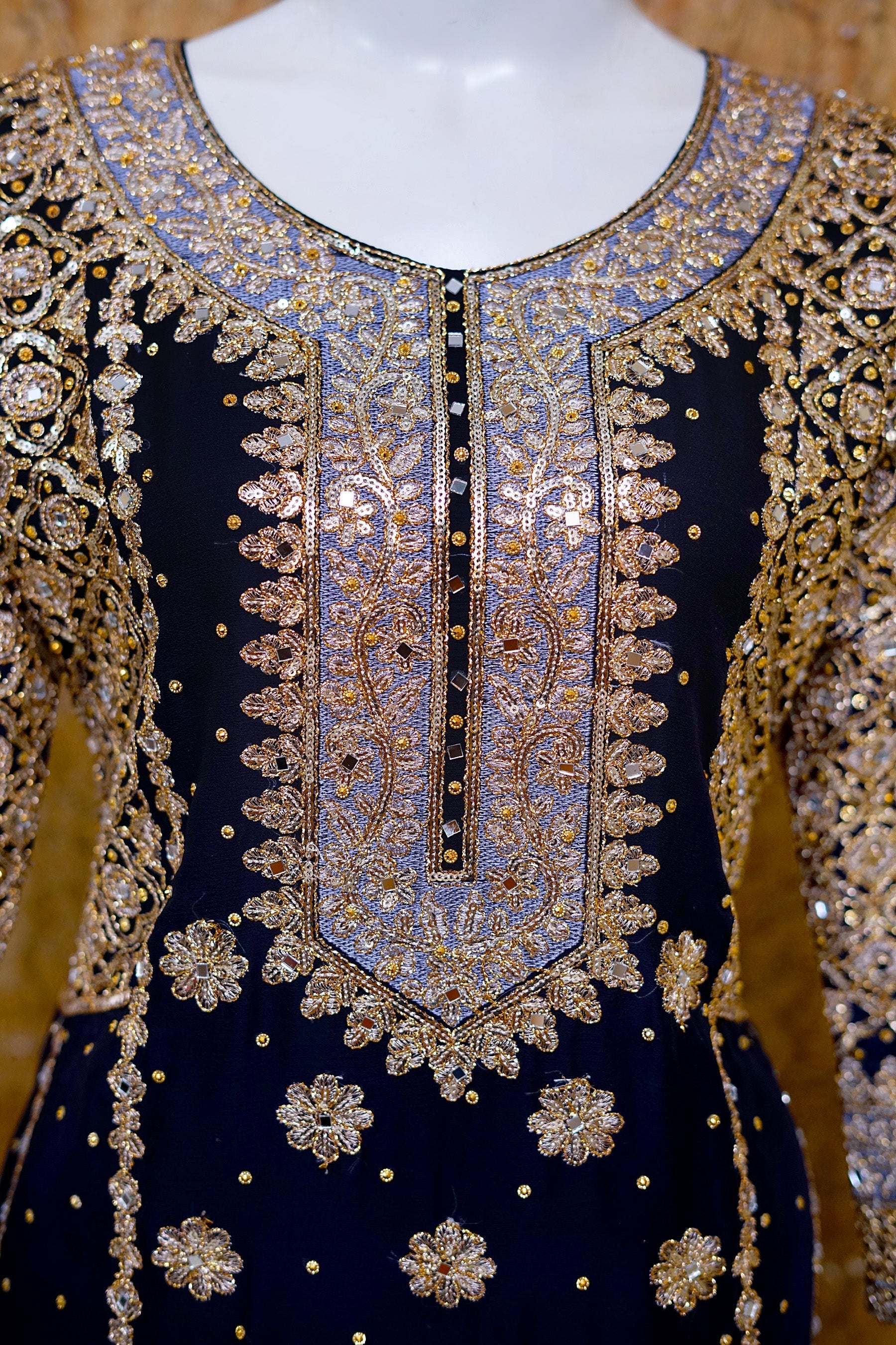 Saira Sultana Stitched 3 Piece Wedding Formals Collection-Areesh - Navy Blue