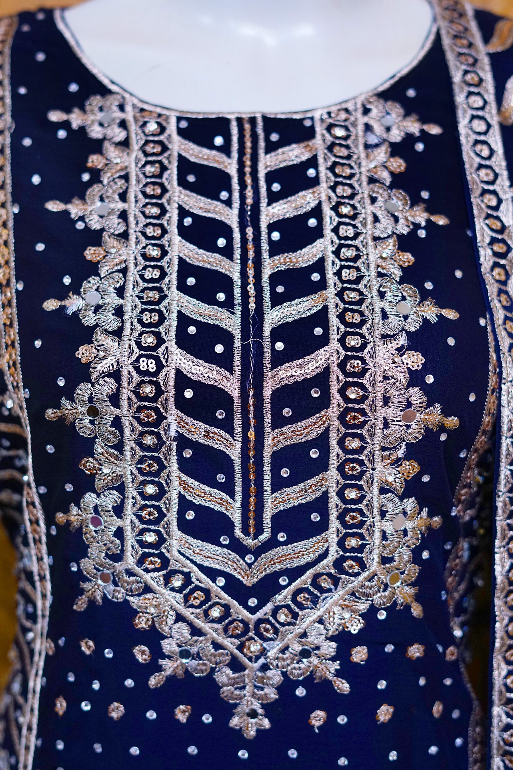 Saira Sultana Stitched 3 Piece Wedding Formals Collection-Aamna - Navy Blue