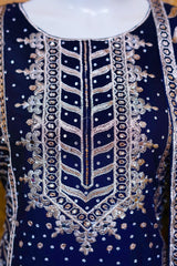 Saira Sultana Stitched 3 Piece Wedding Formals Collection-Aamna - Navy Blue