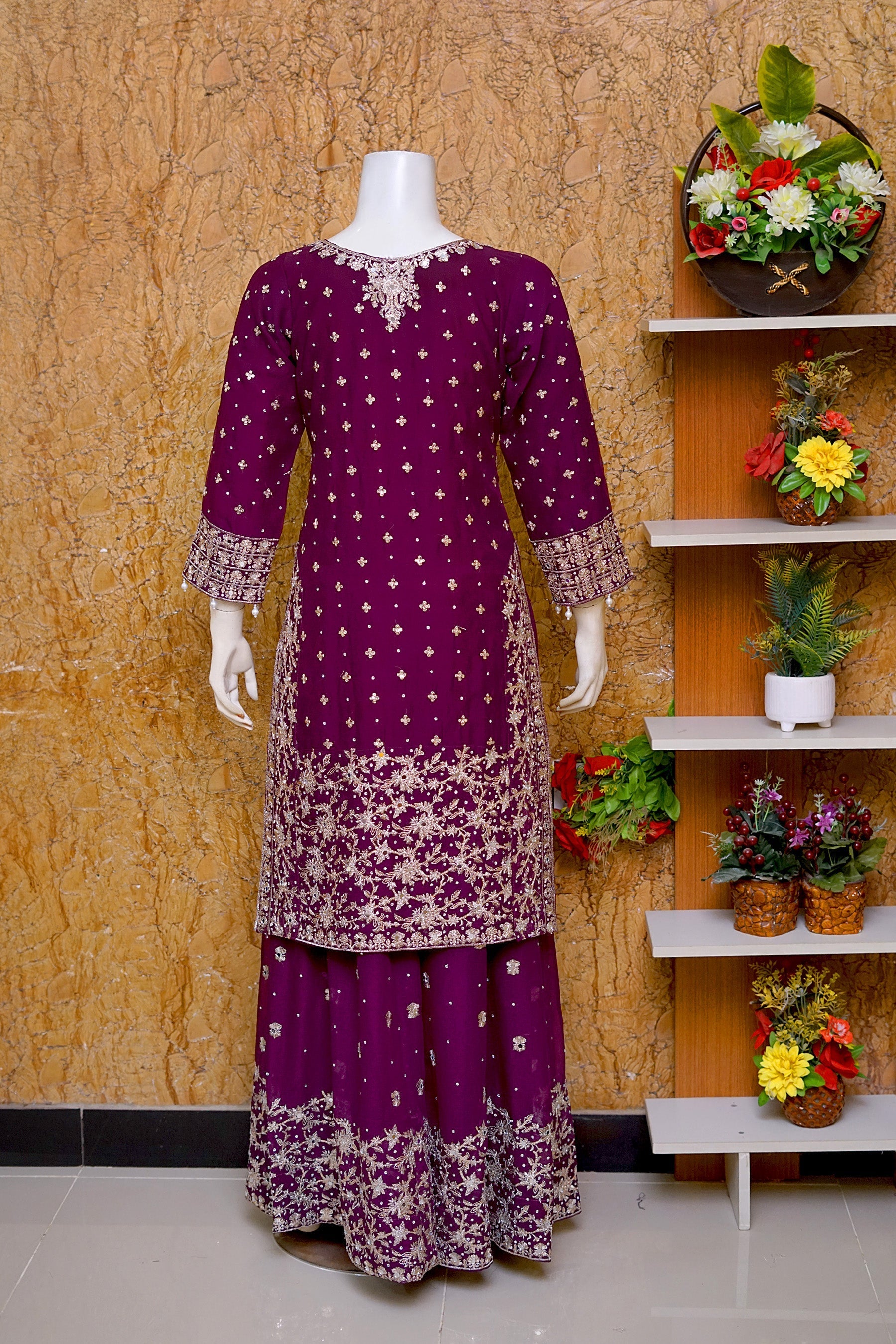 Saira Sultana Stitched 3 Piece Wedding Formals Collection-Mahrosh - Plum
