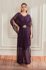 Elegance by Panache Apparel Stitched Festive Collection-Plum Kaftan