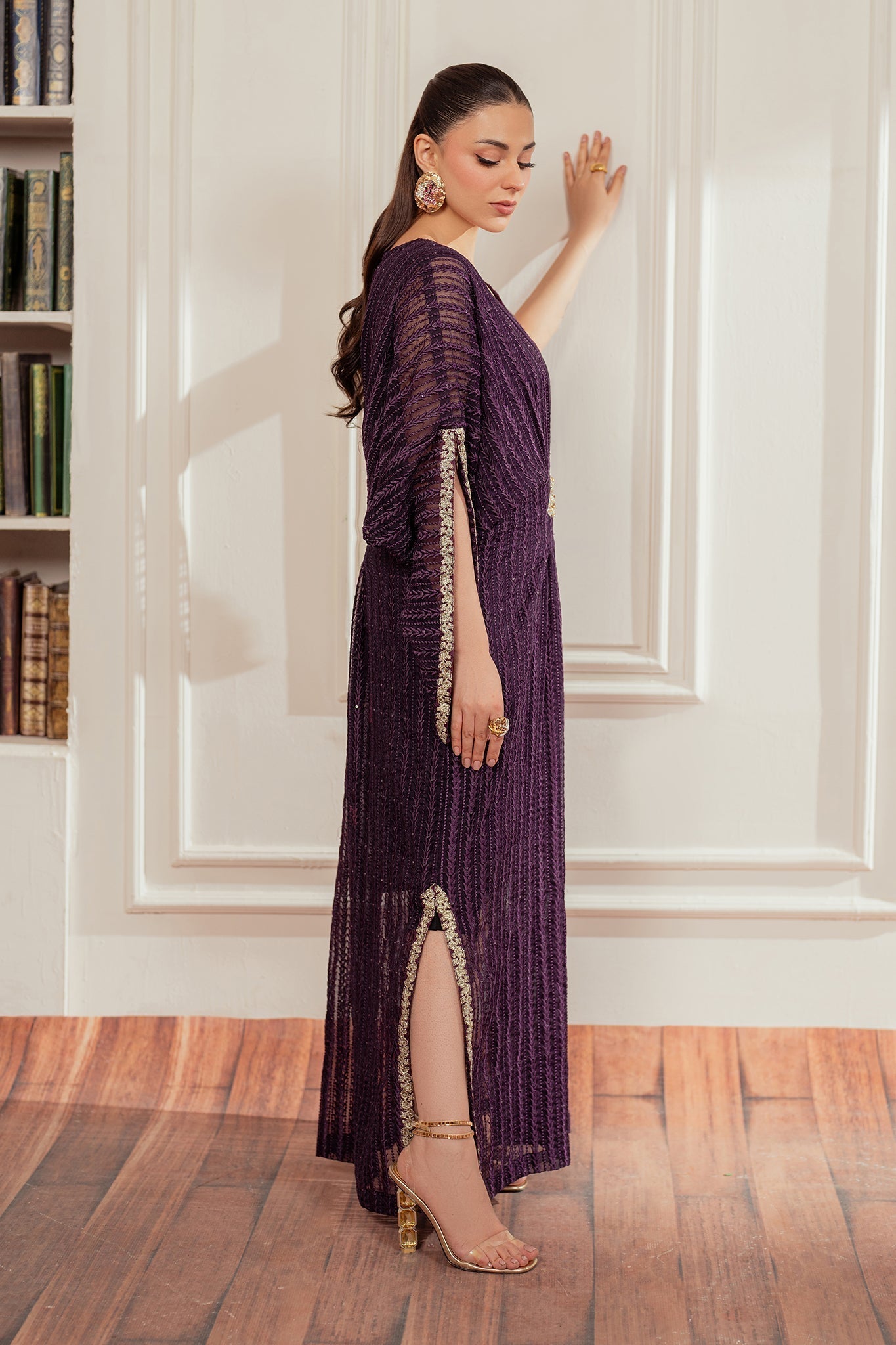 Elegance by Panache Apparel Stitched Festive Collection-Plum Kaftan