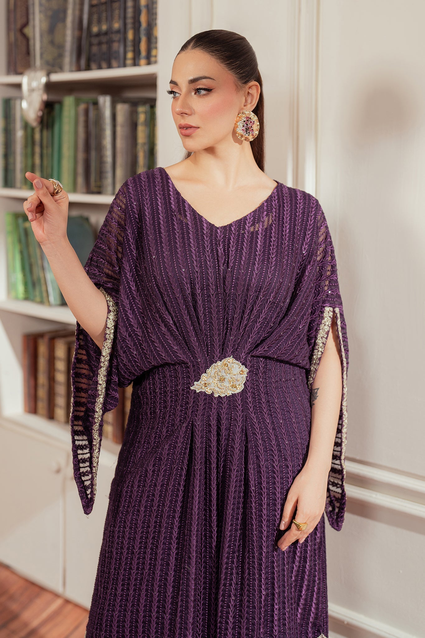 Elegance by Panache Apparel Stitched Festive Collection-Plum Kaftan