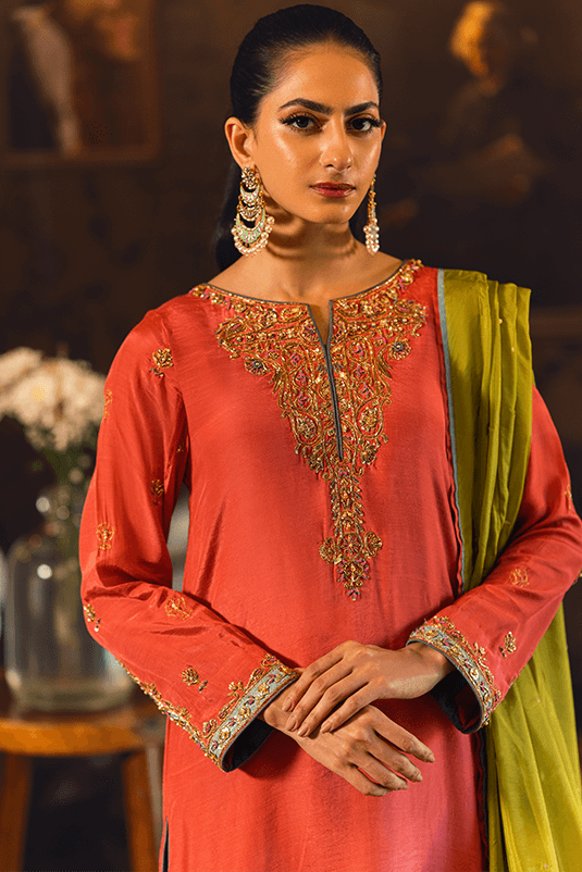 Qarmazi By Zaaviay Stitched Paniz (Three Piece)