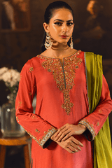 Qarmazi By Zaaviay Stitched Paniz (Three Piece)
