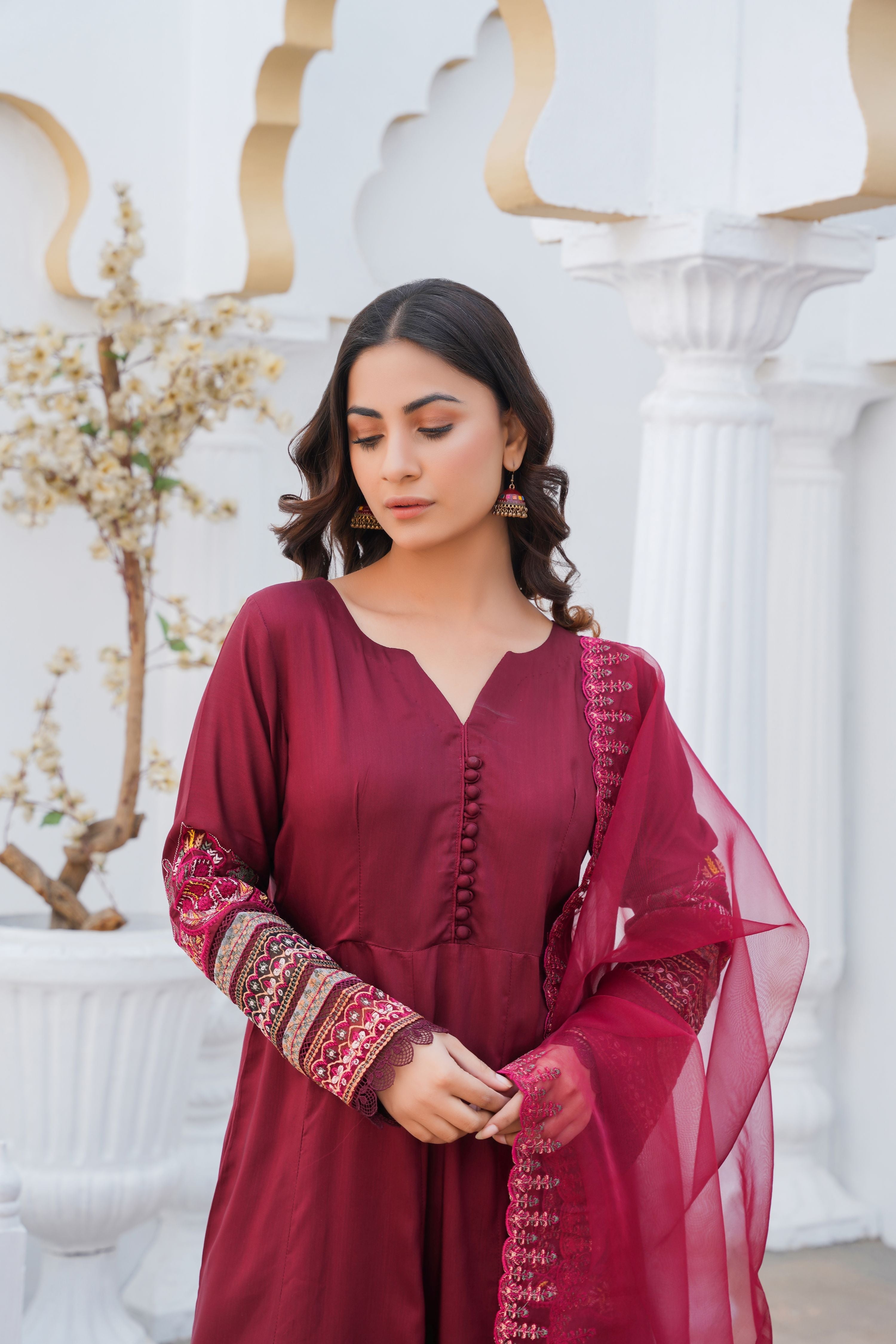 Threads & Weaves Stitched 3 Piece Pret Emb Viscose Collection-09