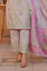 Threads & Weaves Stitched 3 PC - Embroidered Karandi Pret-02